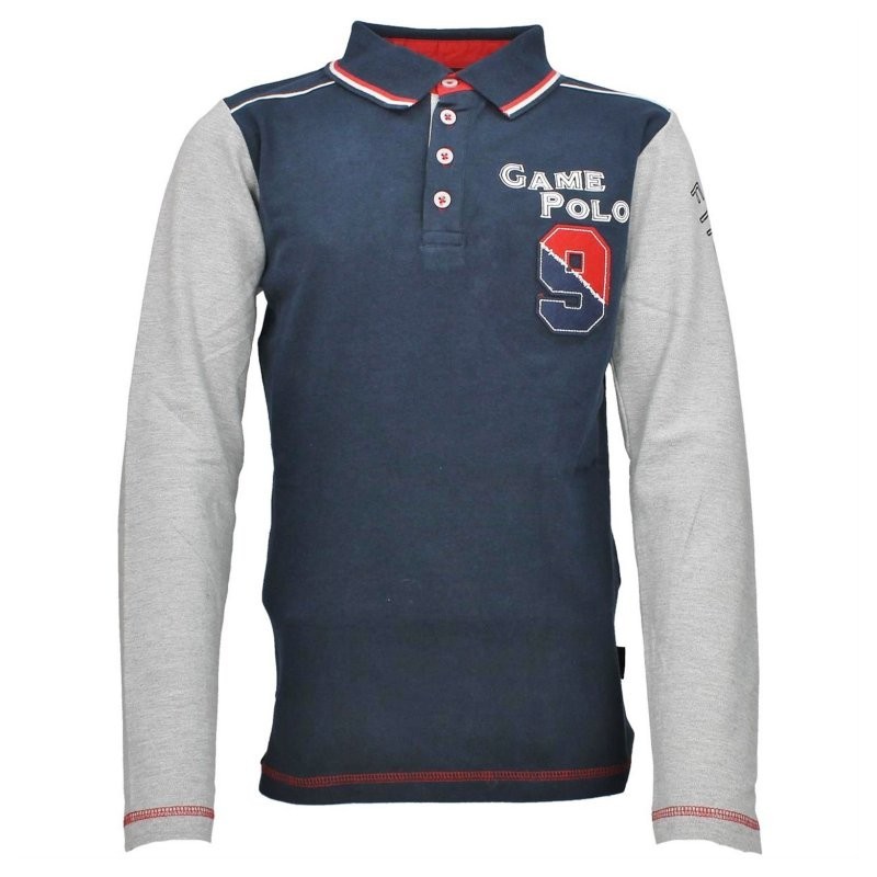 Polo manches longues marine et gris RED HORSE