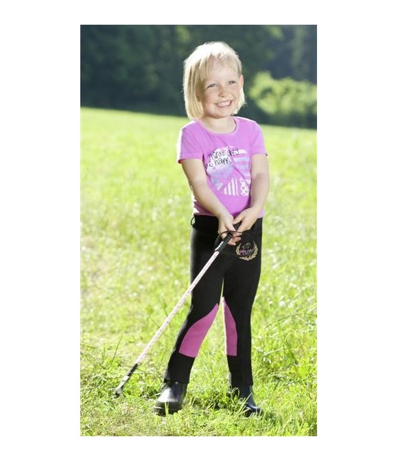 Pantalon d'équitation enfant noir et rose USG
