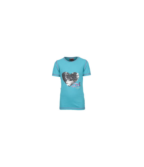 T-shirt coeur paillette turquoise RED HORSE